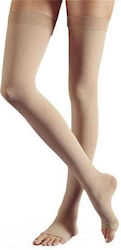 Vican Open Toe Graduated Compression Thigh High Stockings Beige