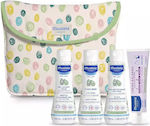 Mustela Σετ Περιποίησης Body milk 100 ml, Bath gel 100 ml, Cleansing water 100 ml, Balm cream 50 ml & Toiletry Bag 5τμχ