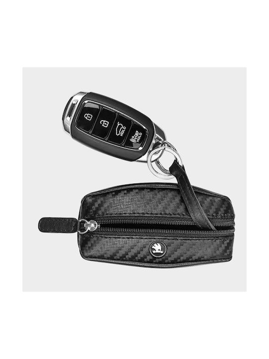 Skoda Keychain Piele Negru