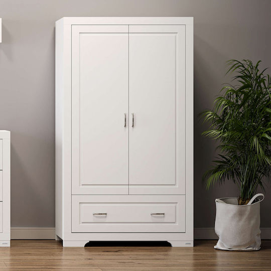 York Two Door Wardrobe White 100x54x179cm