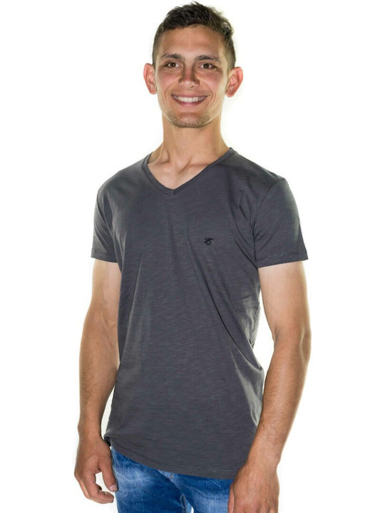 Paco & Co Men's Short Sleeve T-shirt with V-Neck Gray