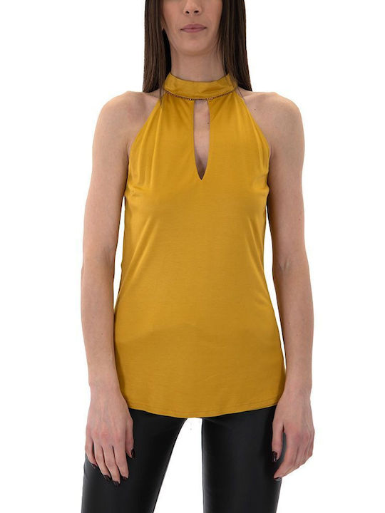 J'aime Les Garcons Women's Blouse Sleeveless Yellow