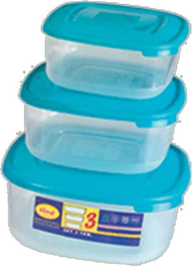 Happy House Кутия за обяд Пластмаса Light Blue Подходяща за микровълнова фурна 3бр