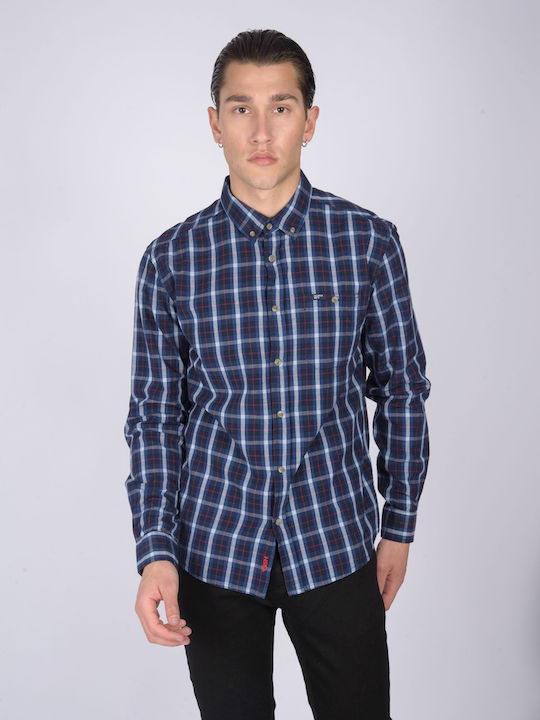 North 56.4 Men's Shirt Long Sleeve Checked Blue Navy