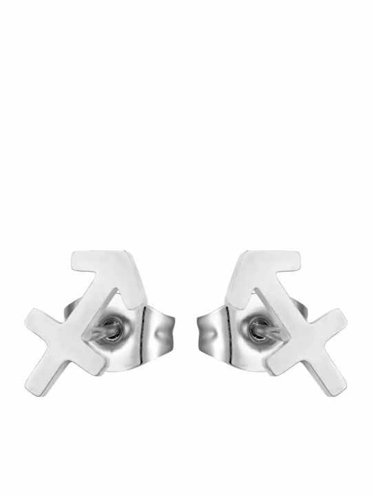 Amalfi Accessories Τοξότης Υποαλλεργικά Παιδικά Σκουλαρίκια Καρφωτά από Ατσάλι Ασημί