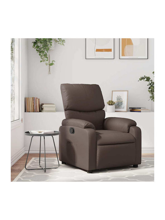 Πολυθρόνα Relax με Υποπόδιο από Δερματίνη Καφέ ...
