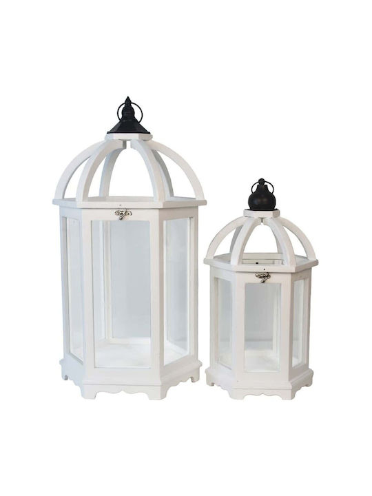 InTheBox Oriana Laterne Set Floortop Weiß 35x30x63cm 2Stück