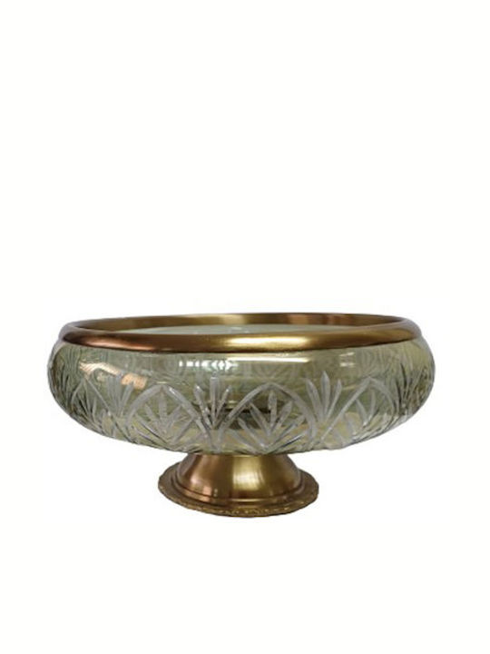 Karvounis Dekorative Schüssel Glas Sockel Gold 28x28x17cm 1Stück
