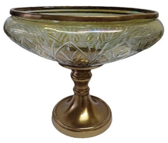 Karvounis Bol Decorativ Sticlă cu Picior Auriu 29x21.5x23cm 1buc