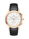 Daniel Wellington Iconic Men's Watch 42mm Chronograph Battery with Black Leather Strap