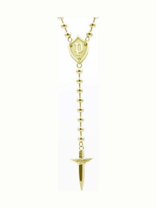 Police Men's Cross from Gold Plated Steel with Chain