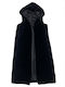 Ustyle Women's Sleeveless Long Fur Black