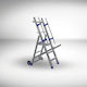 Pankoskal Industrielle Rollleiter mit Handlauf Leiter Aluminium mit 3+1 Stufen