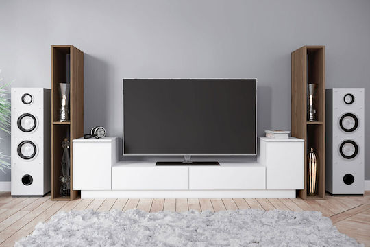 Stand TV Alb Alb+Admiral Nuc L223.5xA40.5xÎ130cm