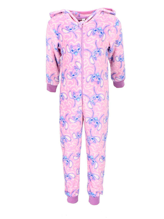 Disney Kids' One-piece Pajamas Winter Fleece Pink Lilo & Stitch