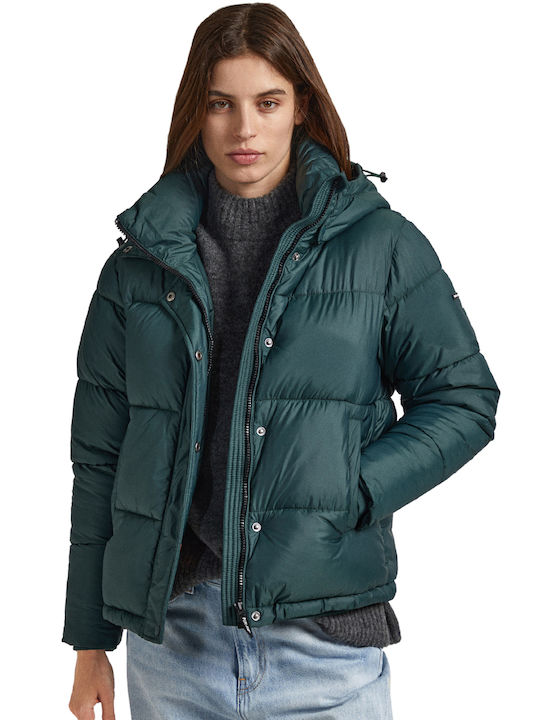 Pepe Jeans Scurt Jachetă de femei Puffer pentru iarnă Green (692/REGENT GREEN)