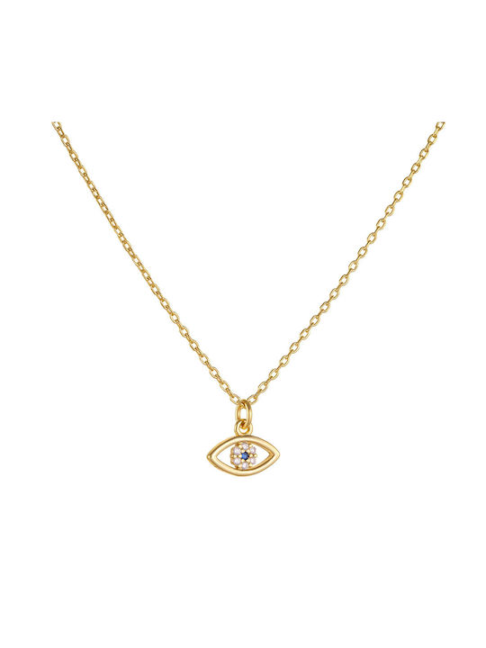 Ioannis Kosmima Necklace Eye from Gold Plated Silver with Zircon