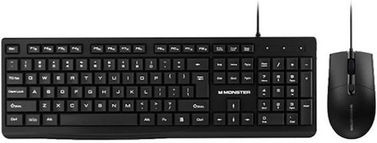 Monster KM2 Комплект клавиатура и мишка Английски US Сив