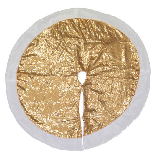 Christmas Tree Skirt Fabric Gold with Furry Texture M10xH120xD120cm.