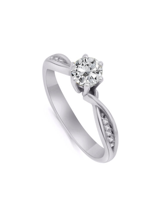 Antwnakakis Single Stone from White Gold 14K