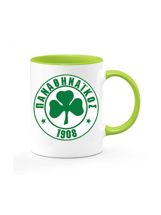 Παναθηναϊκός ΠΑΟ κούπα Panathinaikos mug no4 330ml λευκή πράσινη nob