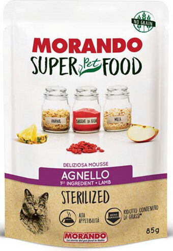 Morando Super Food Υγρή Τροφή για Γάτες σε Φακελάκι με Αρνί 85gr