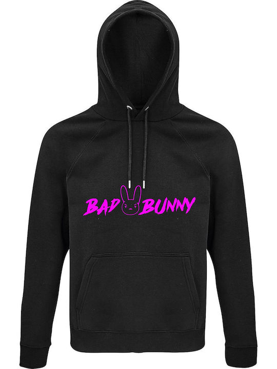 Bad Bunny Fan Logo Φούτερ με Κουκούλα Μαύρο