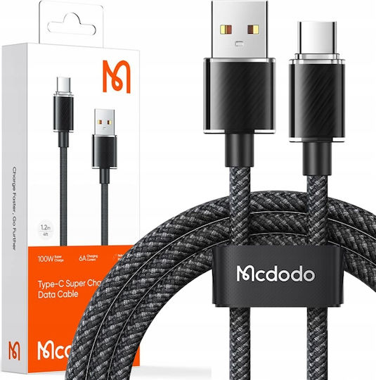 Mcdodo Braided USB 2.0 Cable USB-C male - USB-A 100W Μαύρο 1m CA-3650