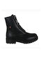 Leder Stiefeletten Damen Black/Nikel