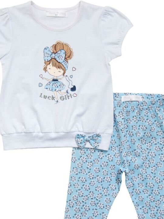 Funky Kids Set with Leggings Summer 2pcs white