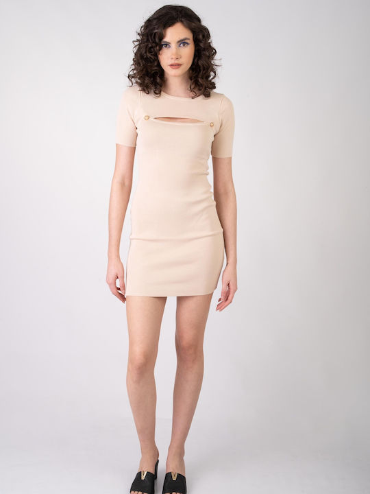 E-shopping Avenue Mini Shirt Dress Dress Beige