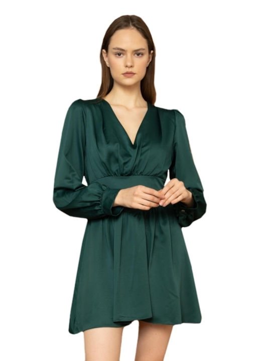 E-shopping Avenue Mini Rochie de Seară Rochie cu cămașă Satin Green