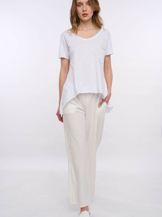 E-shopping Avenue Women's Velvet Trousers White