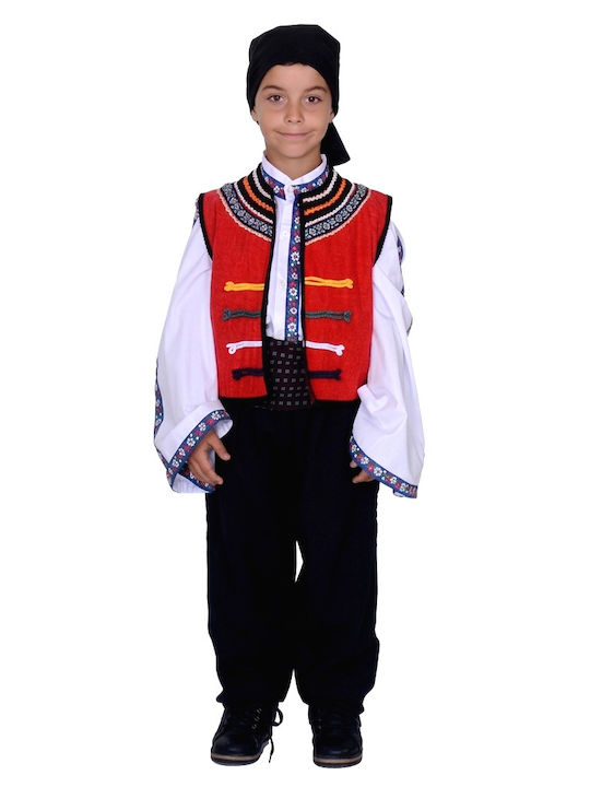 Traditionelles Kinderkostüm mit Schal mit Schuhüberzügen
