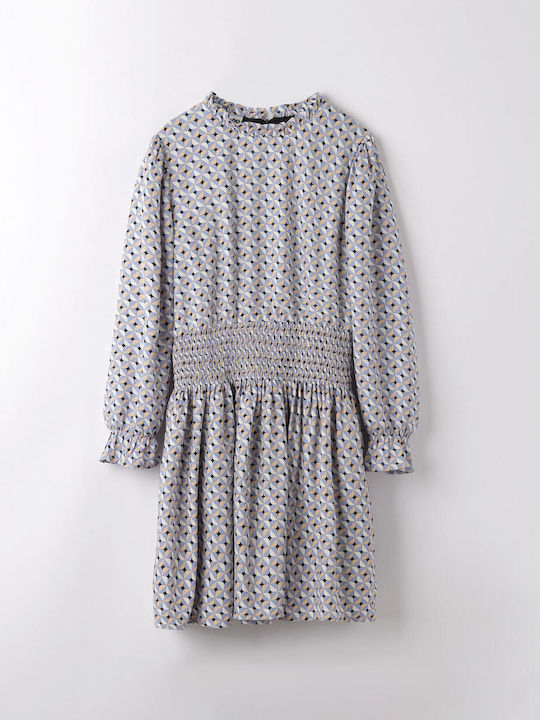 Children's Dress Long Sleeve Checked Light Blue