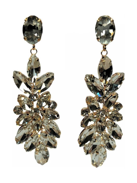 Tatu Moyo Earrings made of Steel Gold Plated with Stones