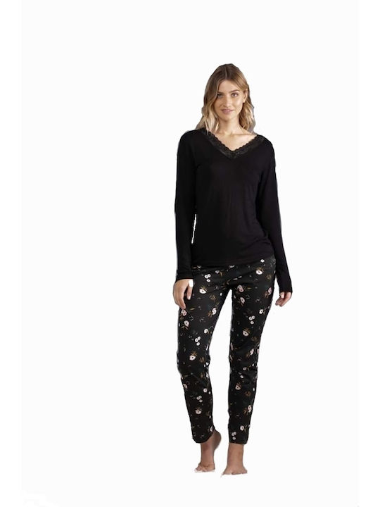 Bloom Winter Damen Pyjama-Set Baumwolle