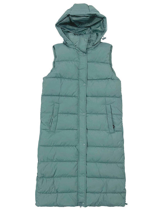 Ustyle Women's Long Puffer Jacket for Winter with Hood Green