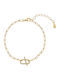 Breeze Women's Silver Chain Bracelet Gold Plated with Zircon 19cm