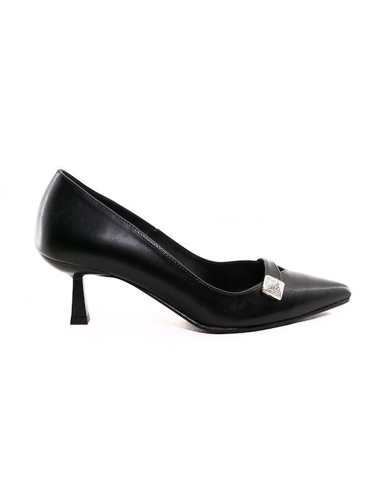 Hondronasios Leather Pointed Toe Black Heels