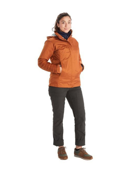 Marmot Precip Eco Women's Short Sports Jacket for Winter with Hood Orange