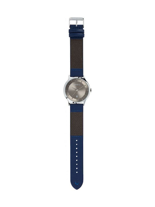 Breil Ανδρικό Ρολόι 35mm Μπαταρίας με Μπλε Δερμάτινο Λουράκι