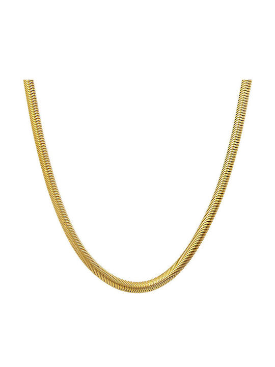 Theodora's Jewellery Γυναικεία Αλυσίδα Λαιμού Φίδι από Ατσάλι Φαρδιά Πάχους 6mm