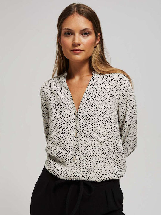 Make your image Women's Polka Dot Long Sleeve Shirt Beige