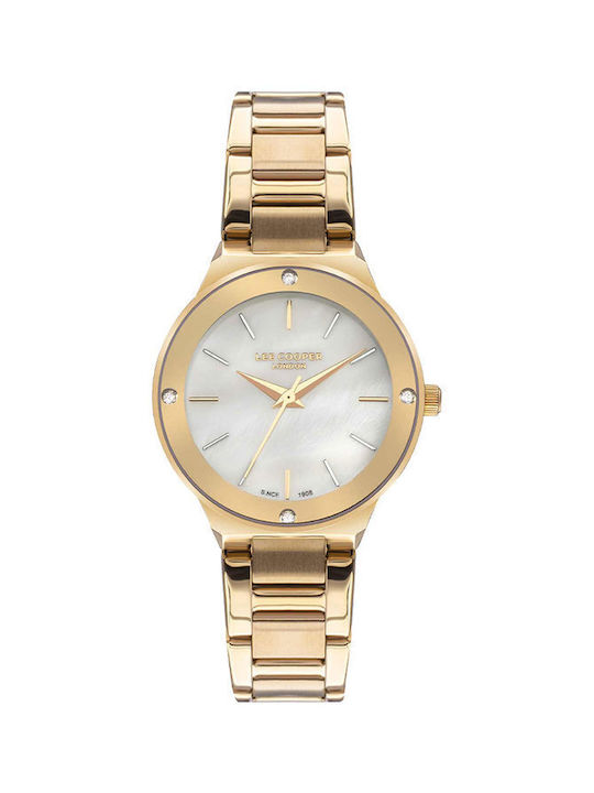 Lee Cooper Crystals Uhr mit Gold Metallarmband