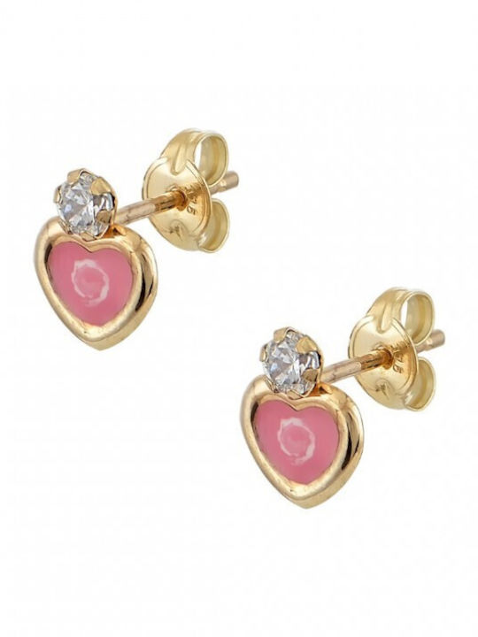 Kids Earrings Studs Hearts made of Gold 9K