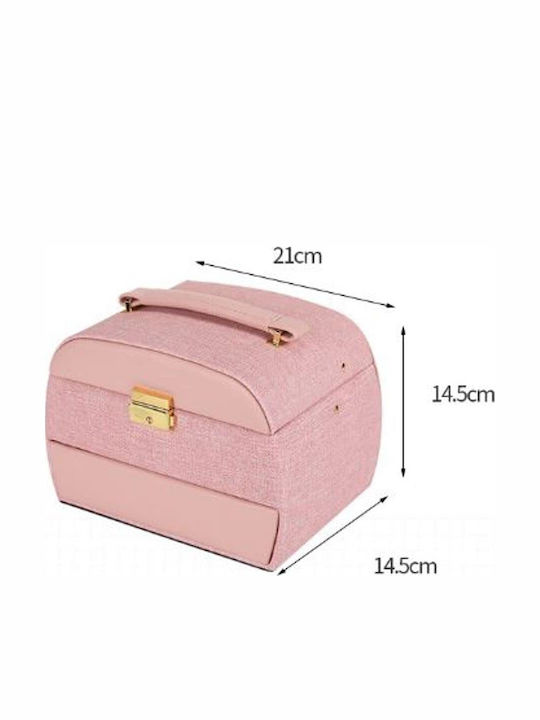Κουτί Κοσμημάτων Υφασμάτινο Ροζ 21x14.5x14.5cm