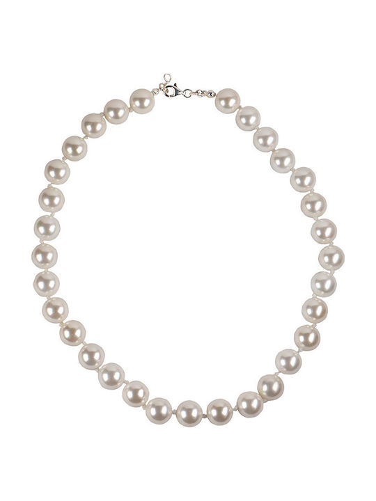 Theodora's Jewellery Κολιέ από Ασήμι με Πέρλες White