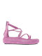 Δερμάτινα Γυναικεία Σανδάλια Flatforms Μωβ