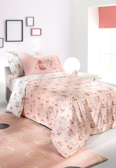 Saint Clair Σετ Σεντόνια Μονά Βαμβακερά Piggy Ροζ 160x260cm 3τμχ